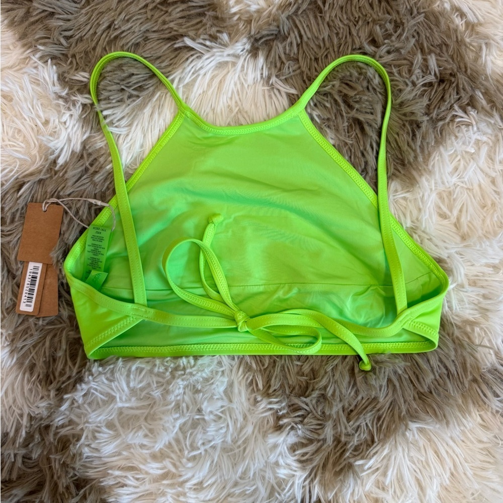 NEW SKIMS swim top size XXS neon green high neck - Picture 3 of 3